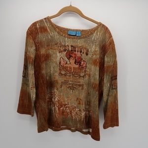 TeeCo Miss Betsy's Graphic 3/4 Sleeve T-Shirt Top